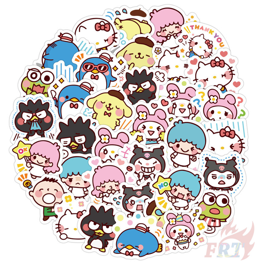 ❉ Happy Family Portrait - Sanrio Character Stickers ❉ 40Pcs/Set Hello Kitty My Melody Kuromi Little Twin Stars DIY Decals Stickers for Album Diary Laptop Scrapbooks Skateboard