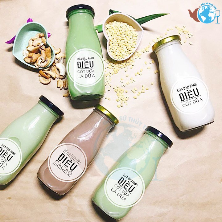 [Mã 44LIFESALE giảm 10% đơn 99K] Chai thủy tinh đựng nước trái cây,detox,sữa nắp thiết đen 300ML