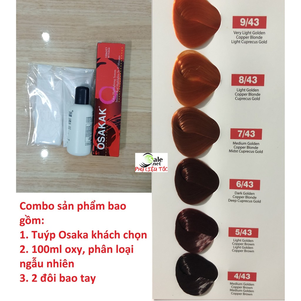 Màu nhuộm tóc osaka có kèm theo oxy trợ nhuộm và bao tay - bảng màu số 2