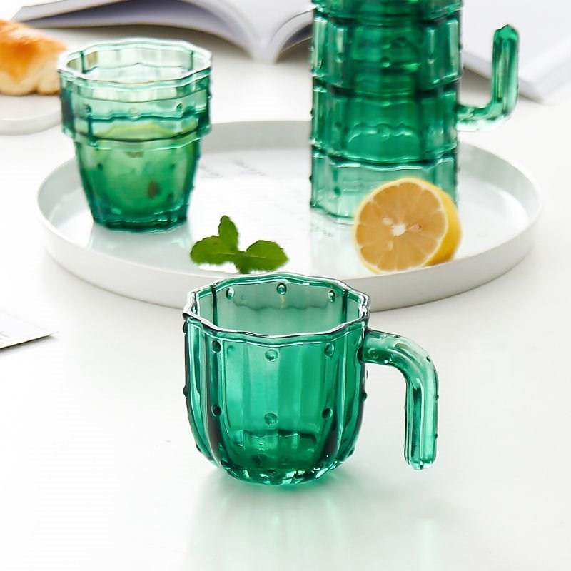 4pcs ly thủy tinh cây xương rồng bộ đồ 3 hình dạng kính gia dụng INS Bắc Âu