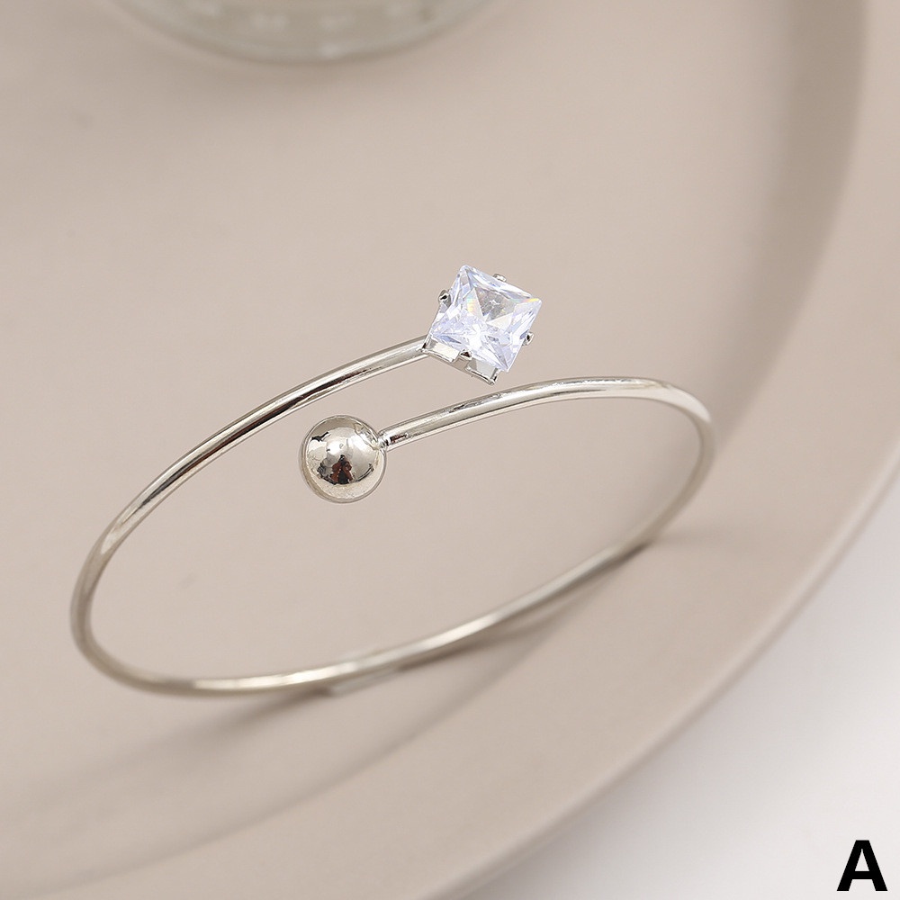 Vòng Tay Hở Điều Chỉnh Được Mặt Quả Cầu Pha Lê Kim Cương Cổ Điển Thời Trang Cho Nữ