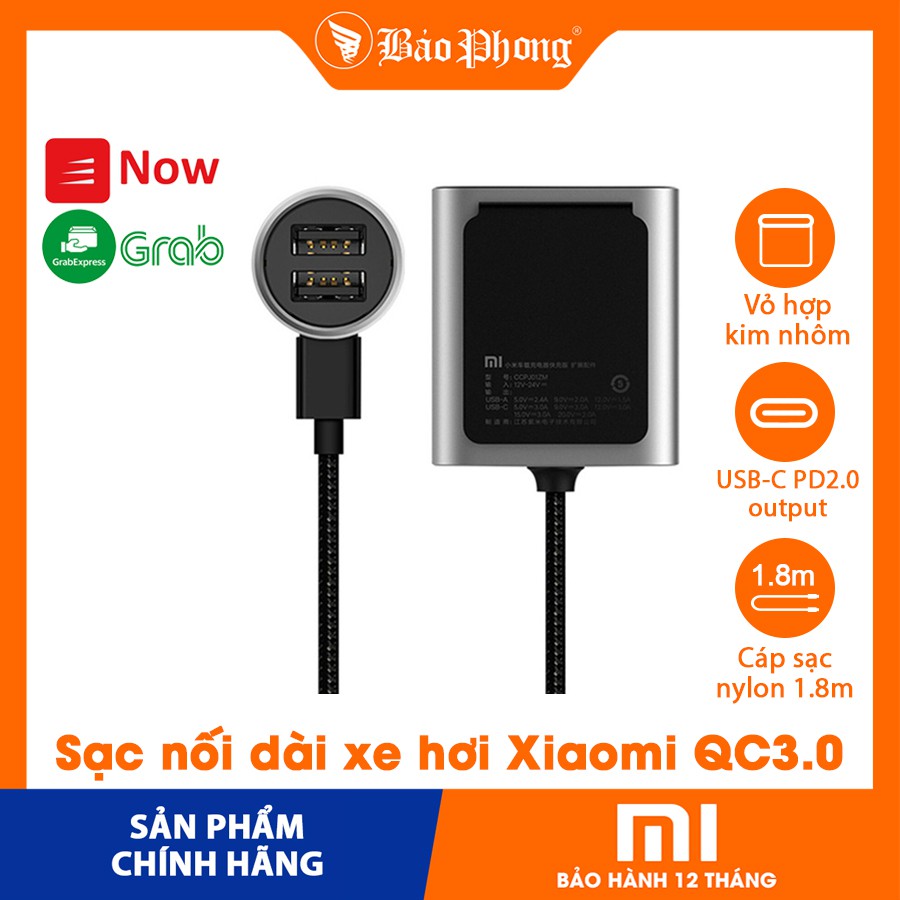 Sạc nối dài xe hơi Xiaomi QC3.0 Car Charger Extender - Mới 100% Bảo hành 12 tháng