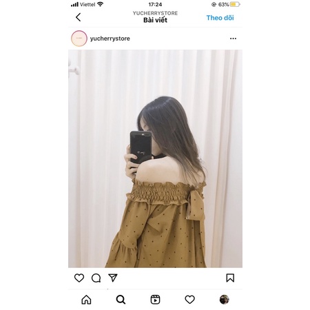 Áo Yucherry bẹt vai có nơ bướm