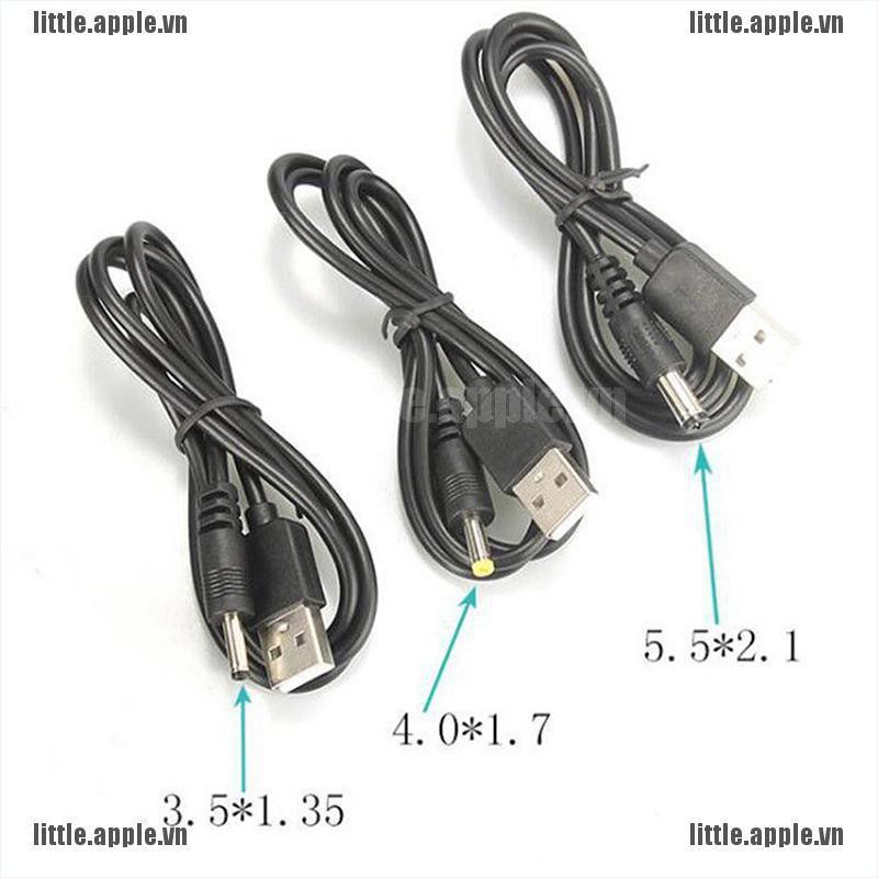Cáp sạc pin cổng USB ra 2.5 3.5 4.0 5.5mm 5V DC màu đen