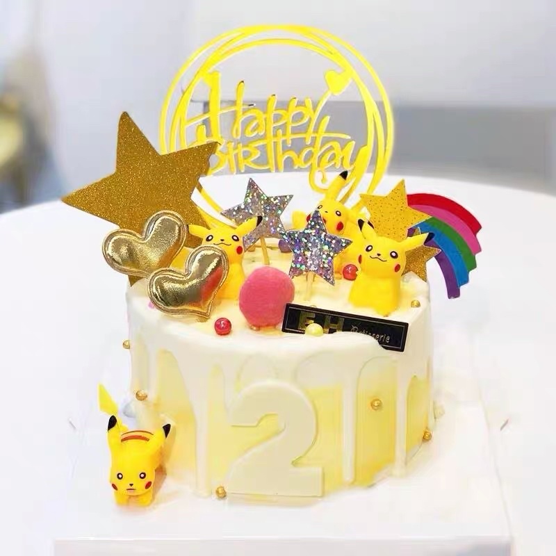 Set 6 Pikachu trang trí bánh phụ kiện sinh nhật