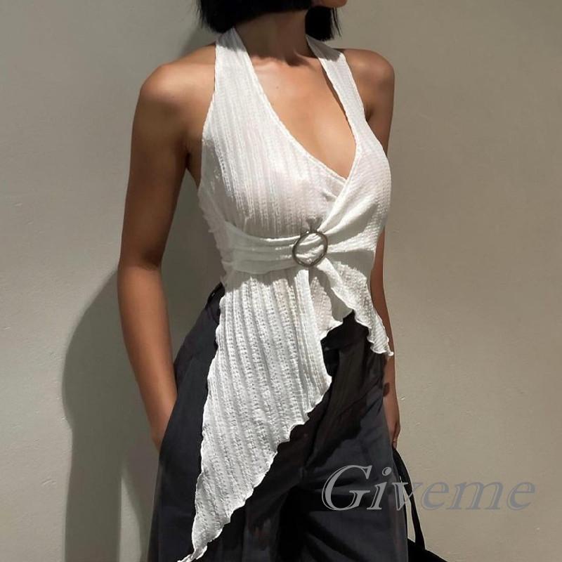 Áo Nữ Không Tay Cổ Chữ V Màu Sắc Thời Trang