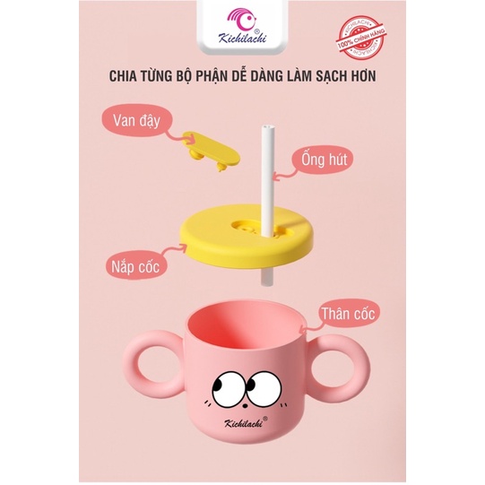 Cốc Tập Hút, Tập Uống Baby Milk Cup Kichilachi Tai Voi Vừa Tập Hút Vừa Tập Uống Cho Bé Dung Tích 240ml