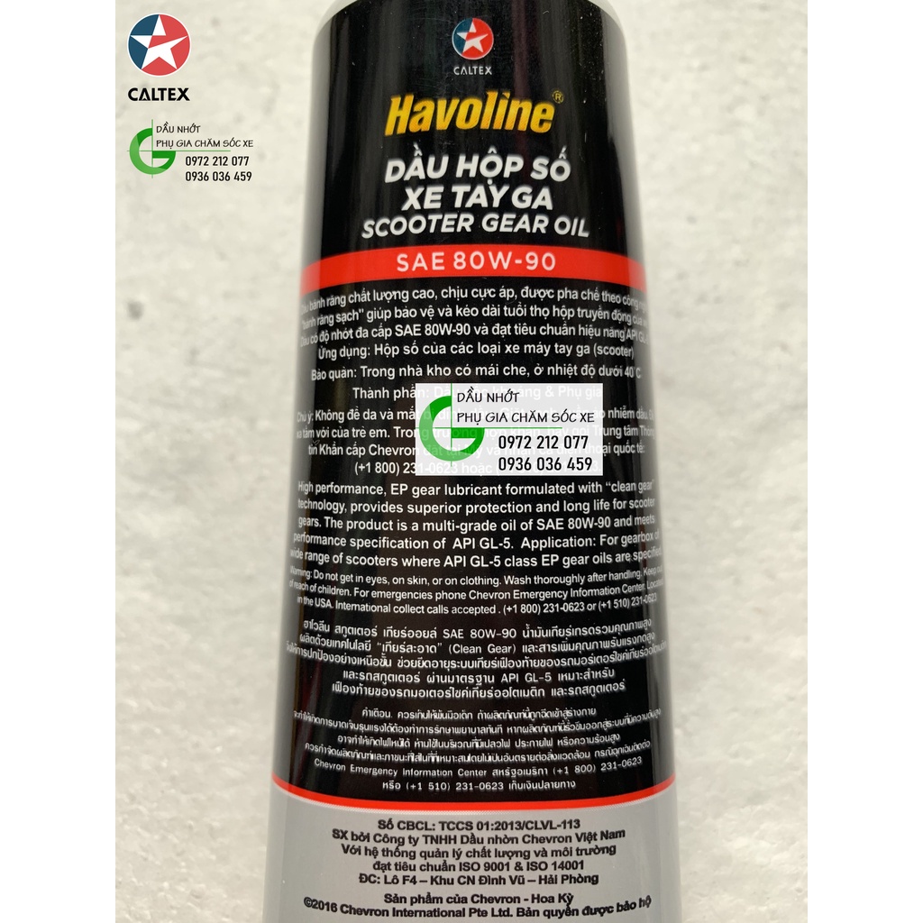 Dầu hộp số  xe tay ga Havoline Scooter Gear Oil 80W-90 120ml