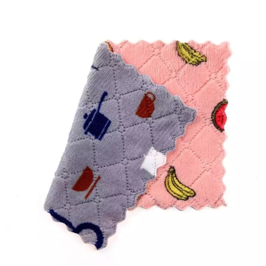 Khăn Đa Năng In Hình 2 Mặt - Khăn Lau Bếp, Bát Đĩa, Cốc Chén  Siêu Mềm Mịn Siêu Thấm Hút Lau Bếp, Lau Chén Đĩa