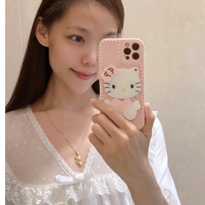 Hellokitty Ốp Điện Thoại tpu Mềm Tráng Gương Họa Tiết Chấm Bi Cho Iphone 12 pro max 11 pro max xs max xr x 13promax 7plus