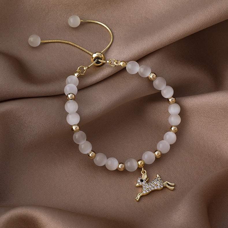 OIMG  Vòng Đeo Tay Chuỗi Hạt Đá Opal Cho Nữ