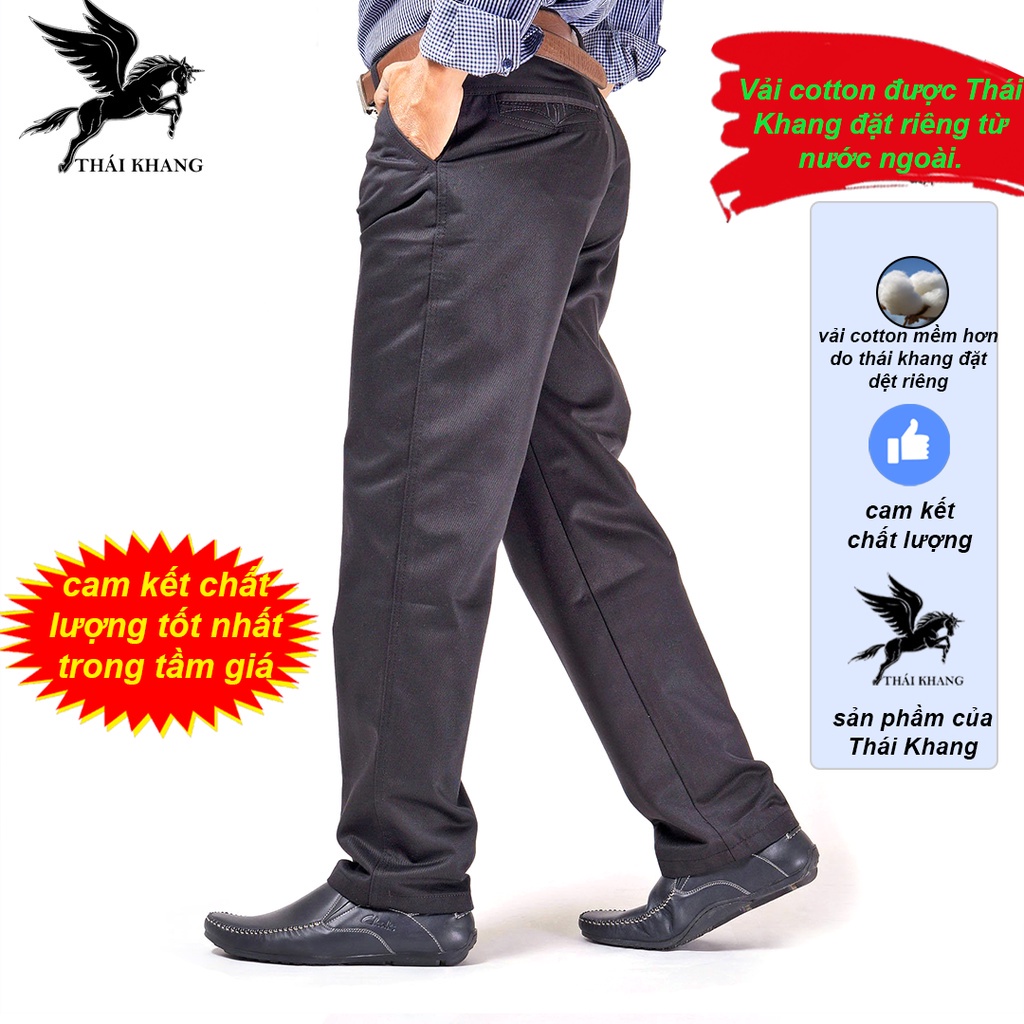 quần kaki nam ống suông trung niên vải đặt riêng cho Thái Khang từ nước ngoài loại quần kaki nam form rộng QK1 - Hàng mớ