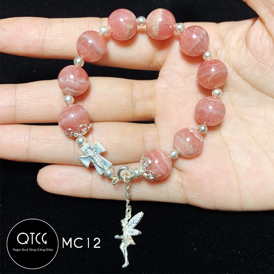 Vòng Mân Côi - Tràng Hạt Đá - Mẫu MC12 cho nam nữ - Quà tặng Công Giáo tinh tế, ý nghĩa