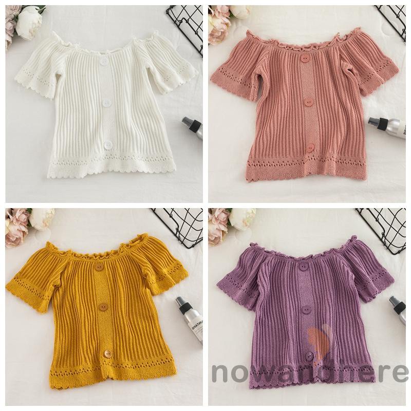 Áo Kiểu Tay Ngắn Hở Vai Màu Sắc Đơn Giản Thời Trang Mùa Hè Cho Nữ | BigBuy360 - bigbuy360.vn