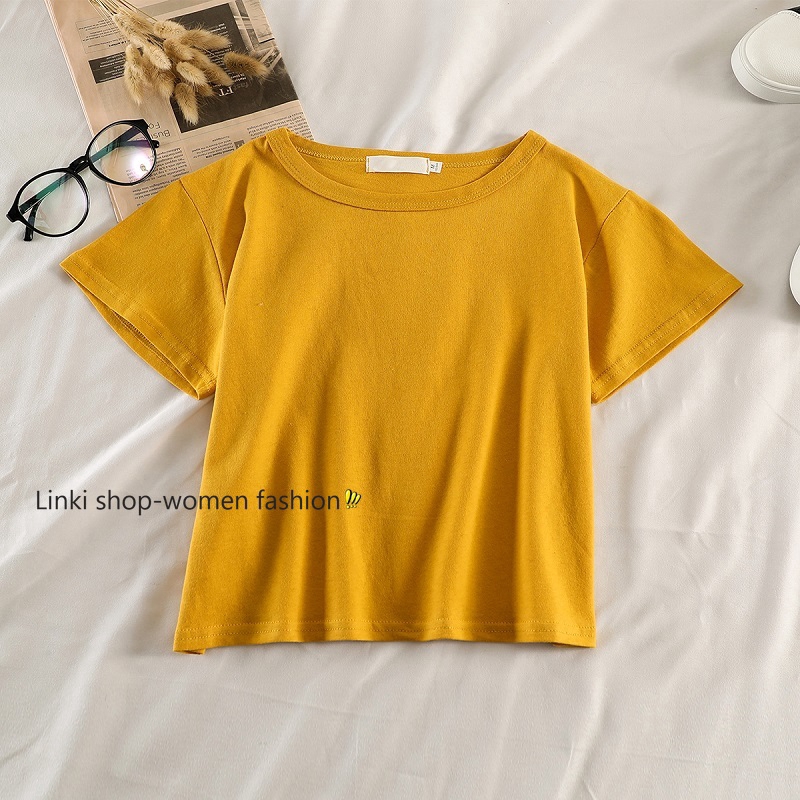 Linki ➤ Ready stock 9 colors cotton short sleeve t shirt  crop top