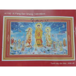 Tranh thêu chữ thập tam thế phật. Mua 2 tặng 1 tranh bự chà bá
