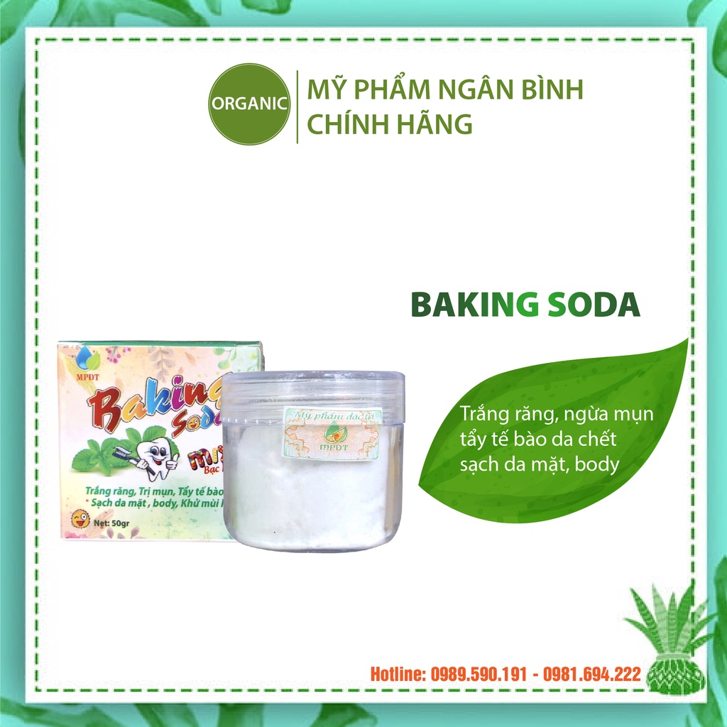 Baking soda đa dụng làm trắng, sử dụng trong nấu ăn, làm đẹp, vệ sinh đồ dùng và nhà cửa lọ 50gr