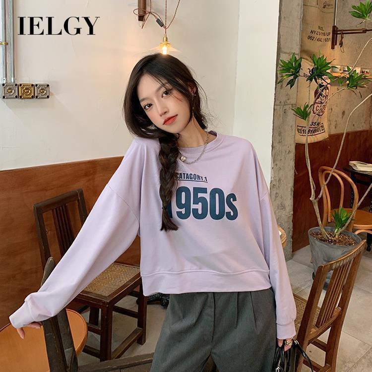 IELGY Áo sweater Cổ Tròn Dáng Rộng In Họa Tiết Xinh Xắn Dành Cho Nữ