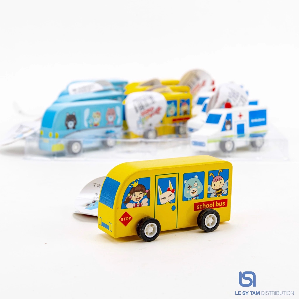 Xe Gỗ Đồ Chơi - Chạy Trớn Kéo Giật Lùi - Xe Bus - Xe Cứu Thương Cho Bé