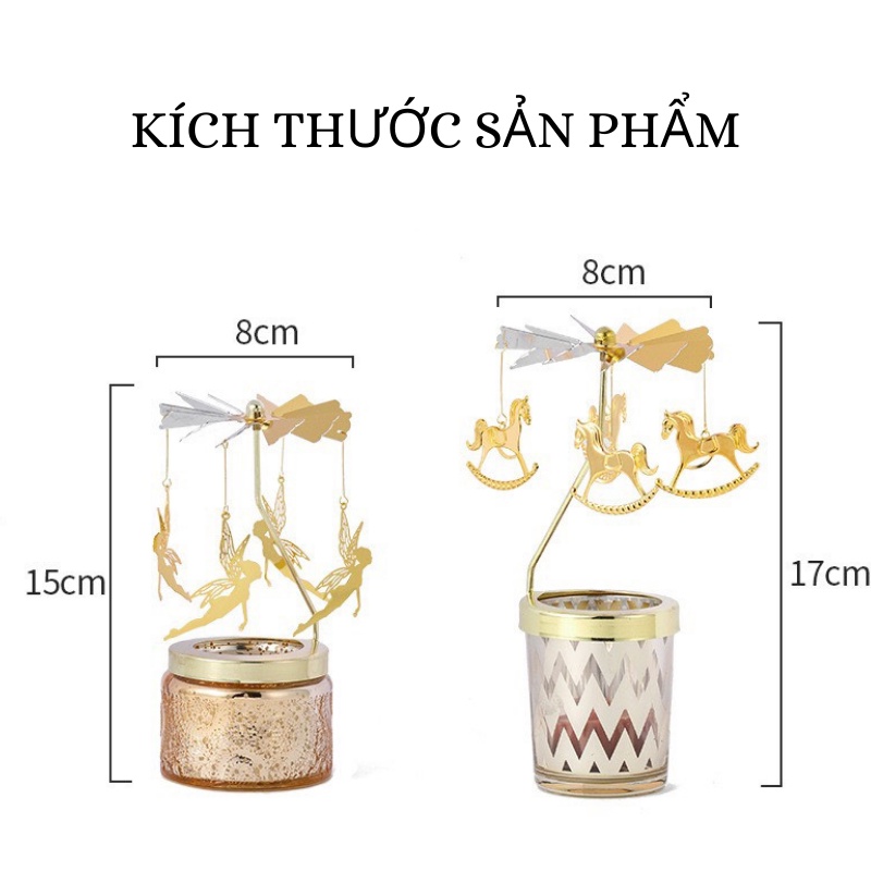 Chong Chóng Xoay + Khay Đựng Nến Thơm Cao Cấp Giá Đỡ Nến Xoay Được Trang Trí Đẹp Mắt Khay đựng nến có đu quay BreoMarket