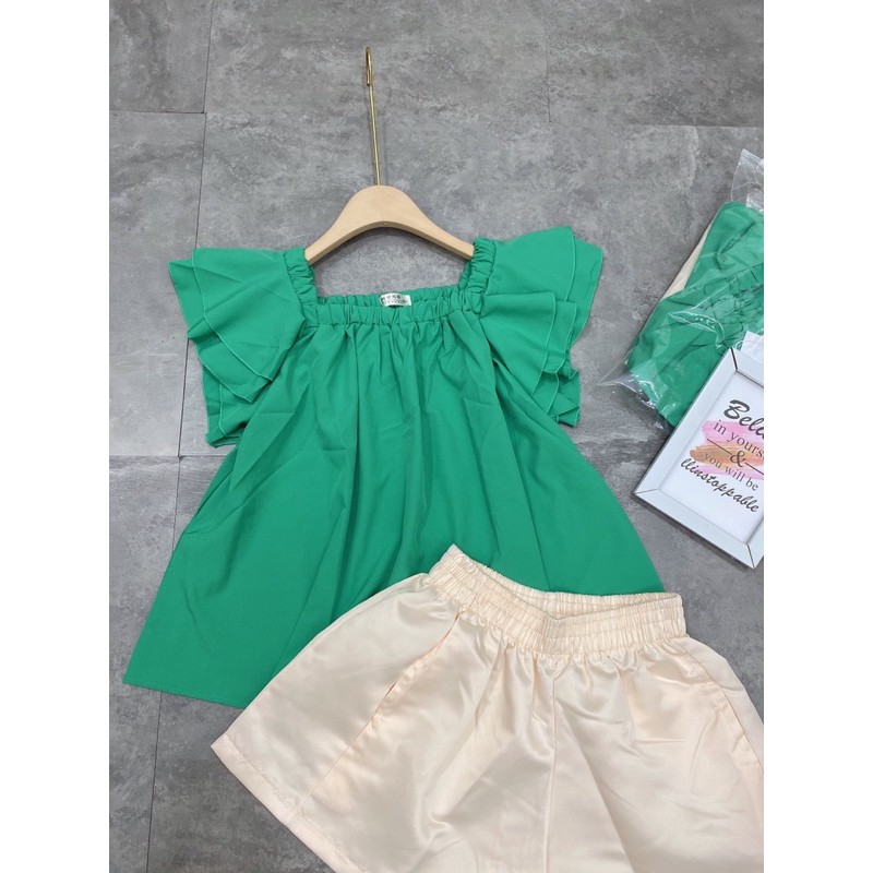 [Siêu Hot] Set Trễ Vai Xanh Mix Quần Be Siêu Xinh Có Ảnh Thật Kèm Video | BigBuy360 - bigbuy360.vn
