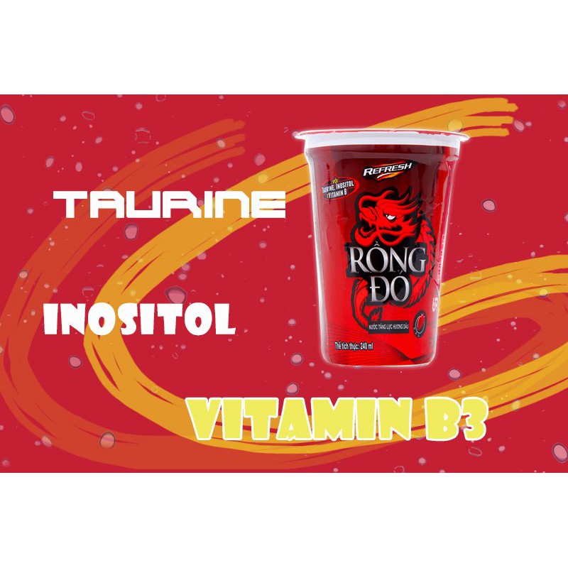 Thùng 48 Ly Nước Tăng Lực Rồng Đỏ Hương Dâu Energy Drink Can 240ml Kèm Ống Hút Date Luôn Mới