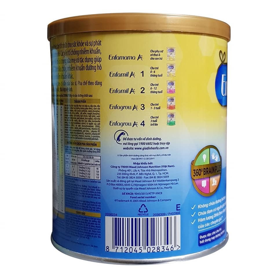 Sữa Enfamil A+ LactoFree Care 400g Dành Cho Trẻ Hệ Tiêu Hóa Kém (ENFA LACTO FREE CARE)