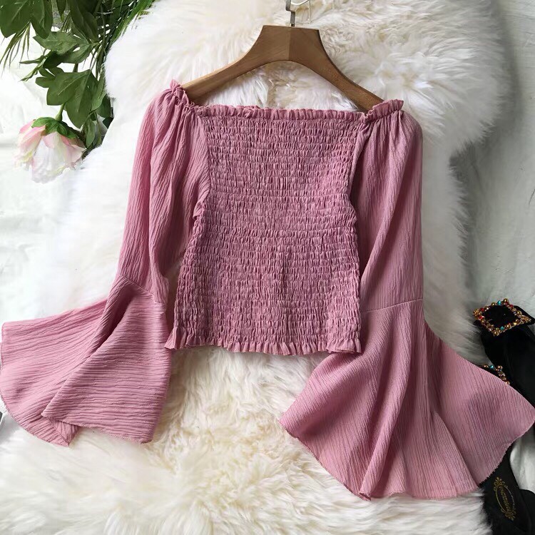 Áo Bẹt Vai Von Thân Dúm Phối Tay Loe Tiểu Thư TTS0403