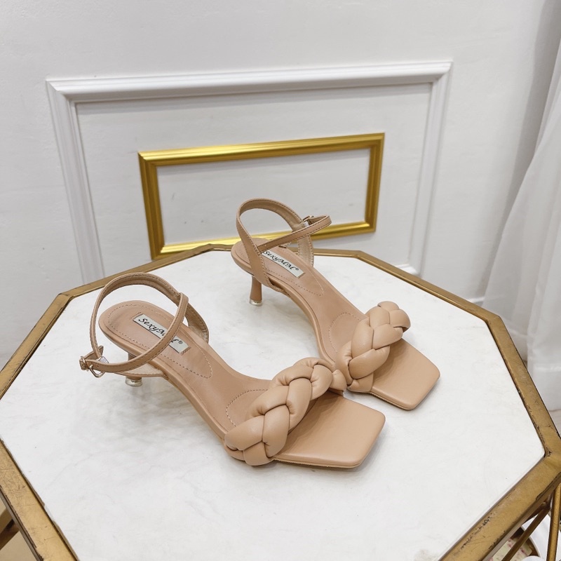 Sandal quai đan gót nhọn fullbox hàng quảng châu cao cấp