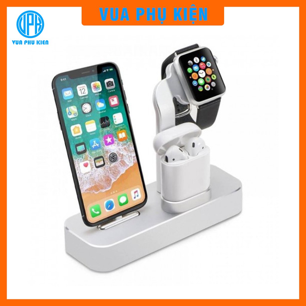 Đế Sạc Coteetci 3 Trong 1 Nhôm Nguyên Khối iPhone/ iWatch/ Airpods Chính Hãng Coteetci - Dock Sạc