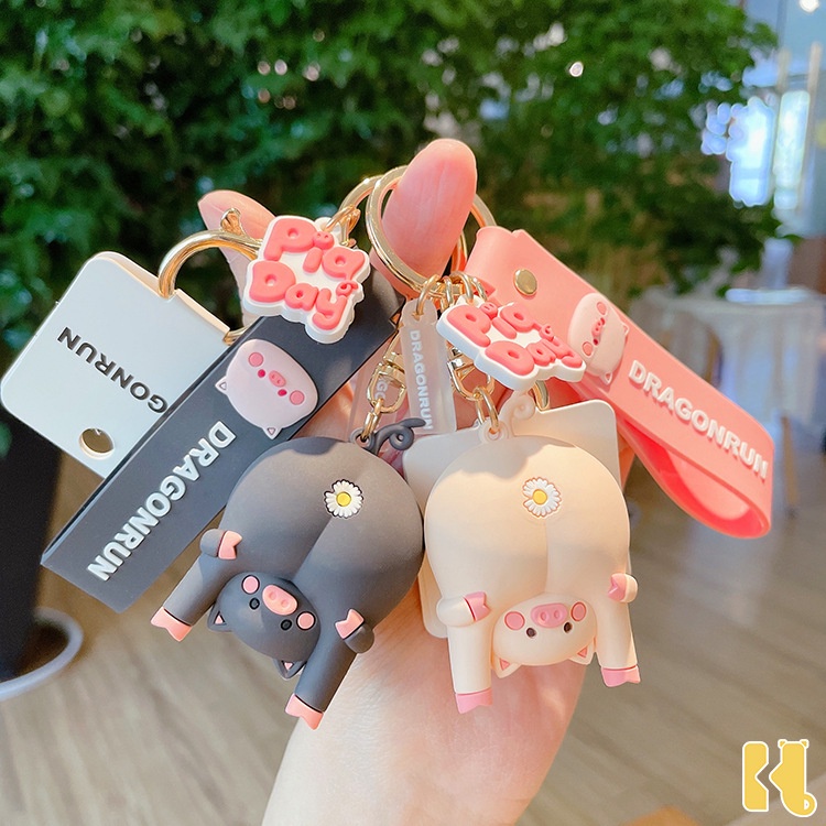 Móc Khóa Hình Bánh Donuts Heo Hoa Cúc Nhỏ Dễ Thương Sáng Tạo