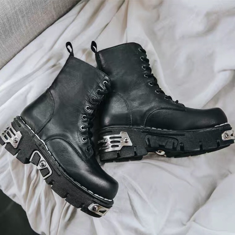(size nam)Giày da cao cổ đế ghim size nam to, boots đế thô, đế đóng sắt siêu khủng new rock (hàng order không có sẵn) | BigBuy360 - bigbuy360.vn