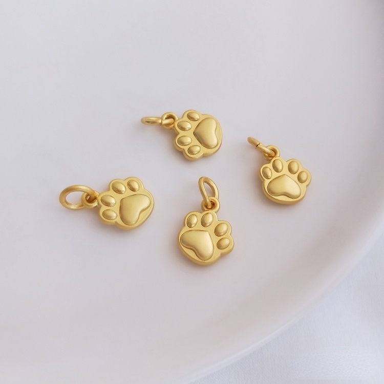 Mặt Dây Chuyền Hình Mèo May Mắn / Lá Cây / Hoa Anh Đào / Quả Bầu Màu Vàng 18K diy