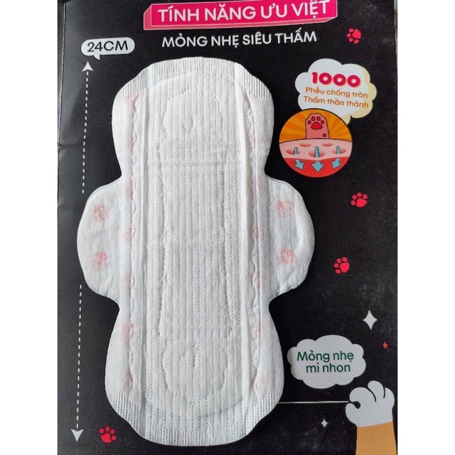 Gói 8 miếng Băng vệ sinh Kotex Siêu Mềm Siêu Mỏng Cánh Mini Meow 24cm