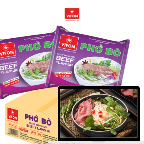 Thùng 30 Phở Bò / Gà VIFON (65g/Gói)