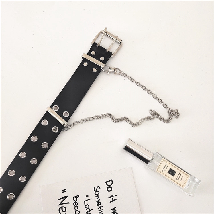 Thắt lưng da 2 hàng nút khóa thời trang nữ