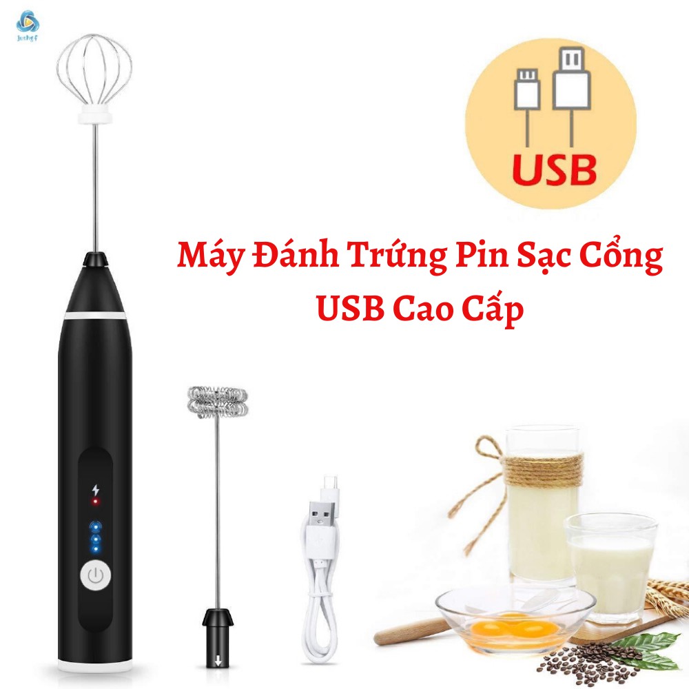 [XẢ KHO] Máy Đánh Trứng 3 Tốc Độ, Đánh Sữa Và Tạo Bọt Cafe Sử Dụng Pin Sạc Cổng USB Thông Minh