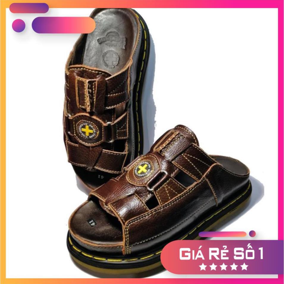 Dép Nam Quai Ngang Da Bò Cao Cấp Doctor Dr.Martens Hàng VNSX - Mã D8 Sale 11 -op1 ' ˇ " < 🍀