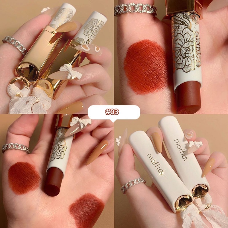 Son thỏi lì ren Maffick vỏ trắng trang điểm mềm mịn mộng môi Lace Honey Whisper Light Mist Matte Lipstick