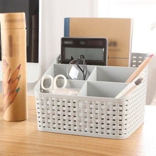 Khay hộp đan nhiều 5 ngăn để bàn đựng mỹ phẩm vật dụng đa năng điều khiển