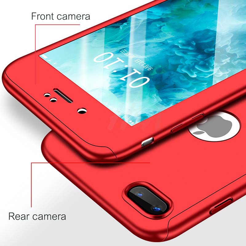 Ốp lưng Xiaomi Redmi Note 9 Pro Max Redmi Note 9S Redmi 9 9A 9C 360 Body Full Protective Luxury Shockproof Case +Tempered Glass Hard Slim Cover chống sốc 2 mặt (có kính cường lực)