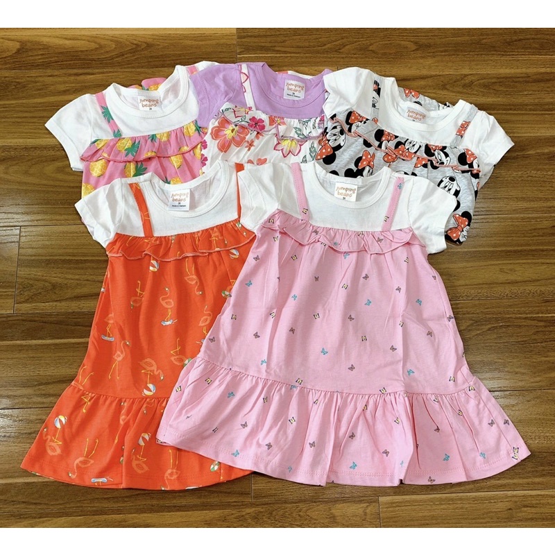 Váy hè cộc tay phôi yếm cotton mát cho bé gái sz 9-21kg(Bảng 3)