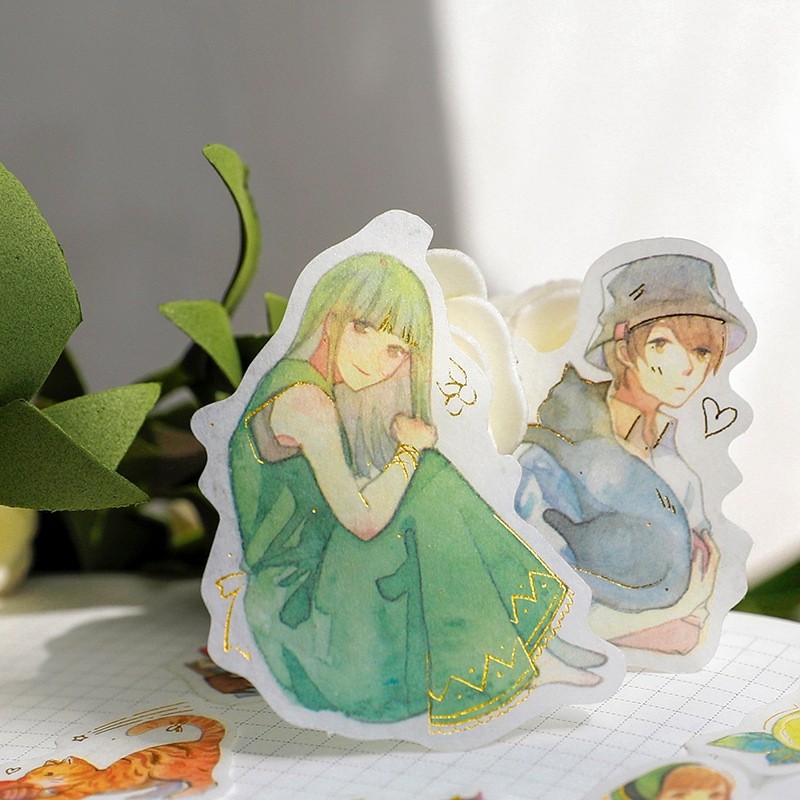 50 sticker chủ đề cô gái dễ thương trang trí đa dụng