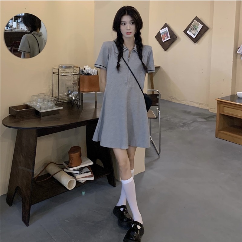 Đầm polo Perty tay ngắn thời trang mùa hè phong cách Hàn Quốc dành cho nữ