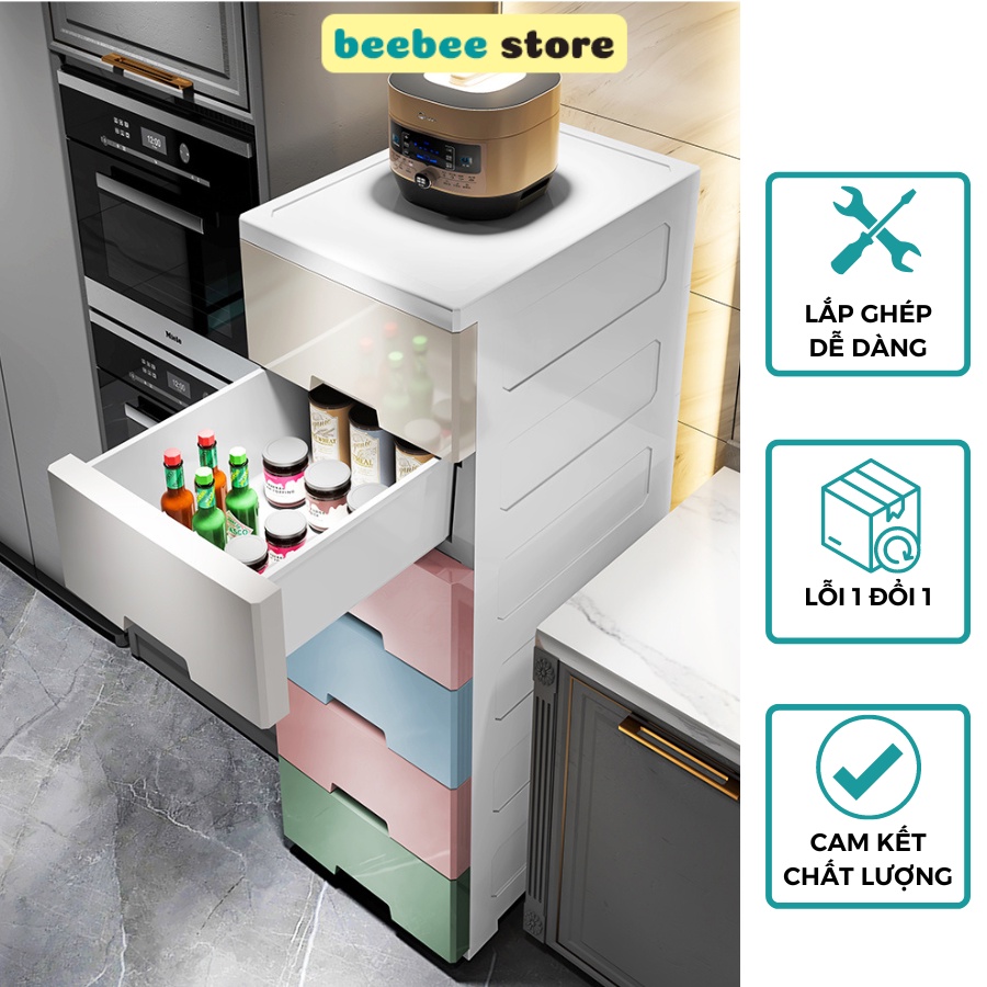 Tủ Nhựa Đựng Đồ Khe Hẹp 6 Tầng, Tủ Đựng Đồ Khe Hẹp Phòng Bếp Phòng Ngủ Tiện Lợi TUN-001