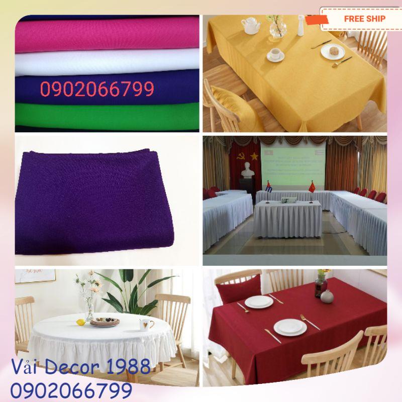 Khăn trải bàn vải màu trắng và các màu theo kích thước
