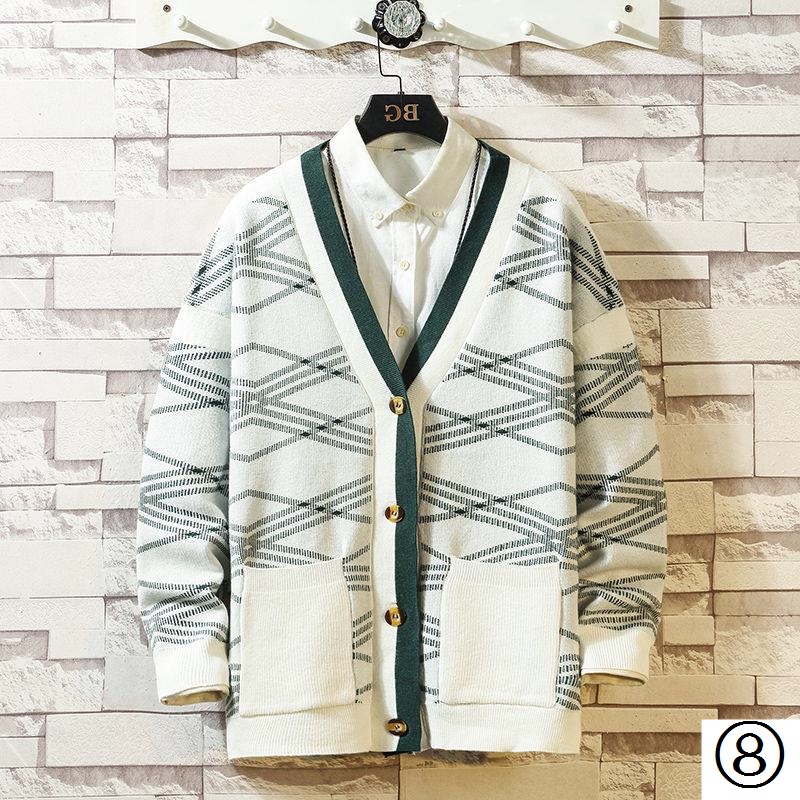 Áo Khoác Cardigan Dệt Kim Dày Dặn Cổ Chữ V Phong Cách Nhật Bản Thời Trang Thu Đông Cho Nam