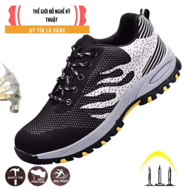 Giày Bảo Hộ Lao Động Nam Siêu Bền Mũi Sắt – Đế Lót Thép Chống Đinh, Chống Dập Ngón, Chống Tĩnh Điện mẫu xám 01