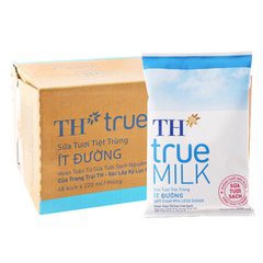 Thùng sữa tươi 48 bịch TH TrueMilk ít đường 220ml