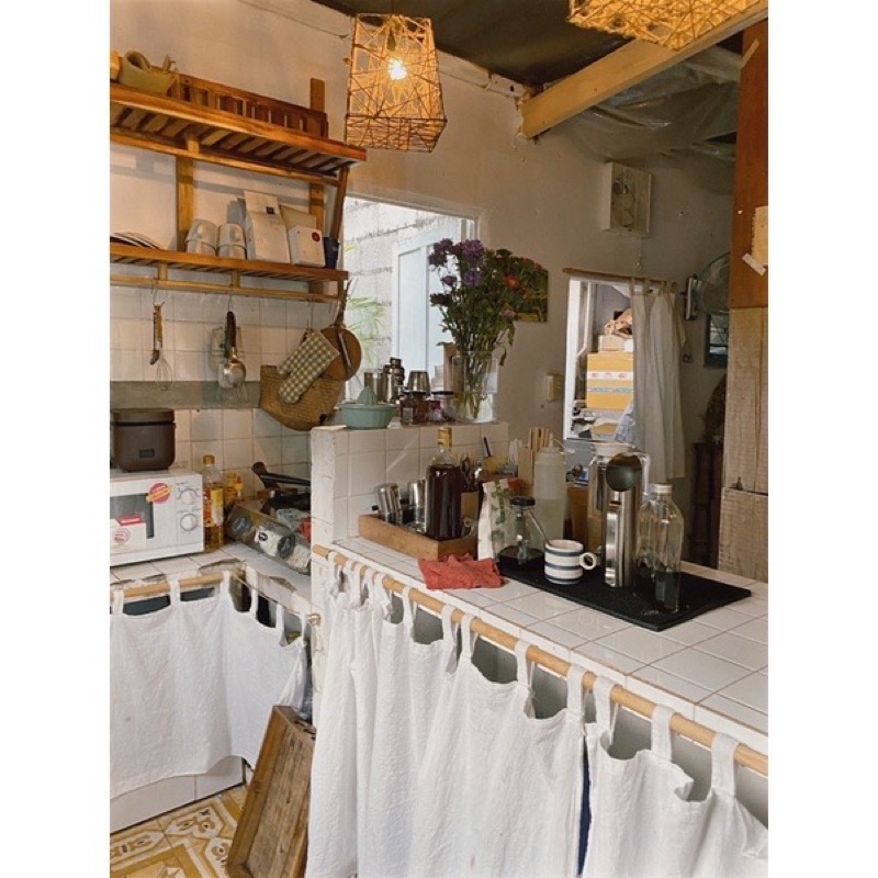 Rèm Bếp Vải Linen Kiểu Nhật Vintage